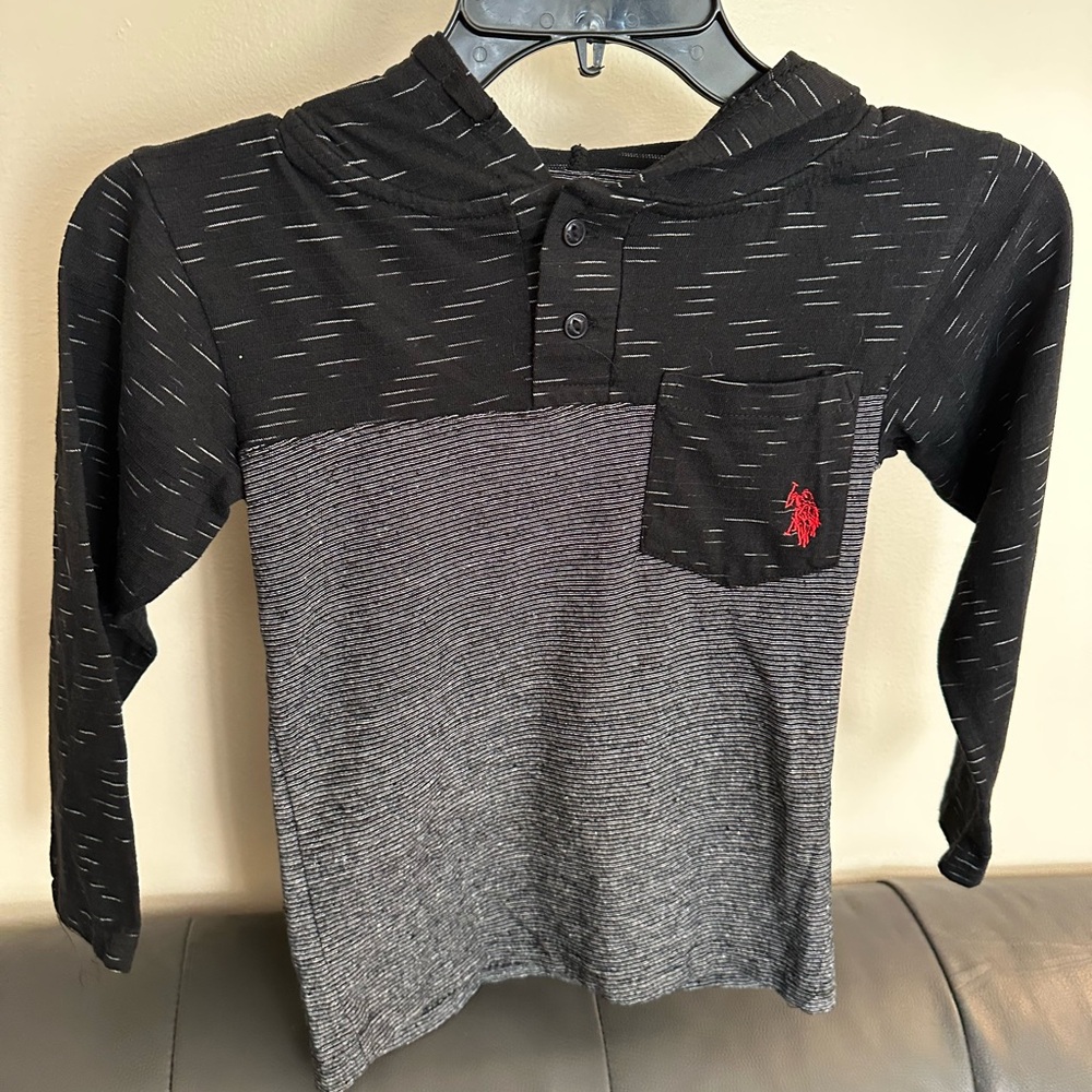 U.S. Polo Assn. Black and Gray Long Sleeve Kids Tee